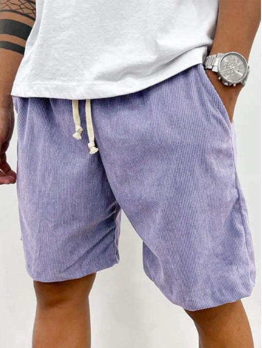 Dario Ballina | Grey Corduroy Drawstring Shorts For Men