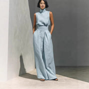 Valentina Creswell | Linen-Look Wide Leg Two-Piece Set For Women