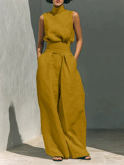 Valentina Creswell | Linen-Look Wide Leg Two-Piece Set For Women