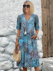 Élise Laurent | Floral Grace Midi Dress with Soft Sculpting Elegance For Women