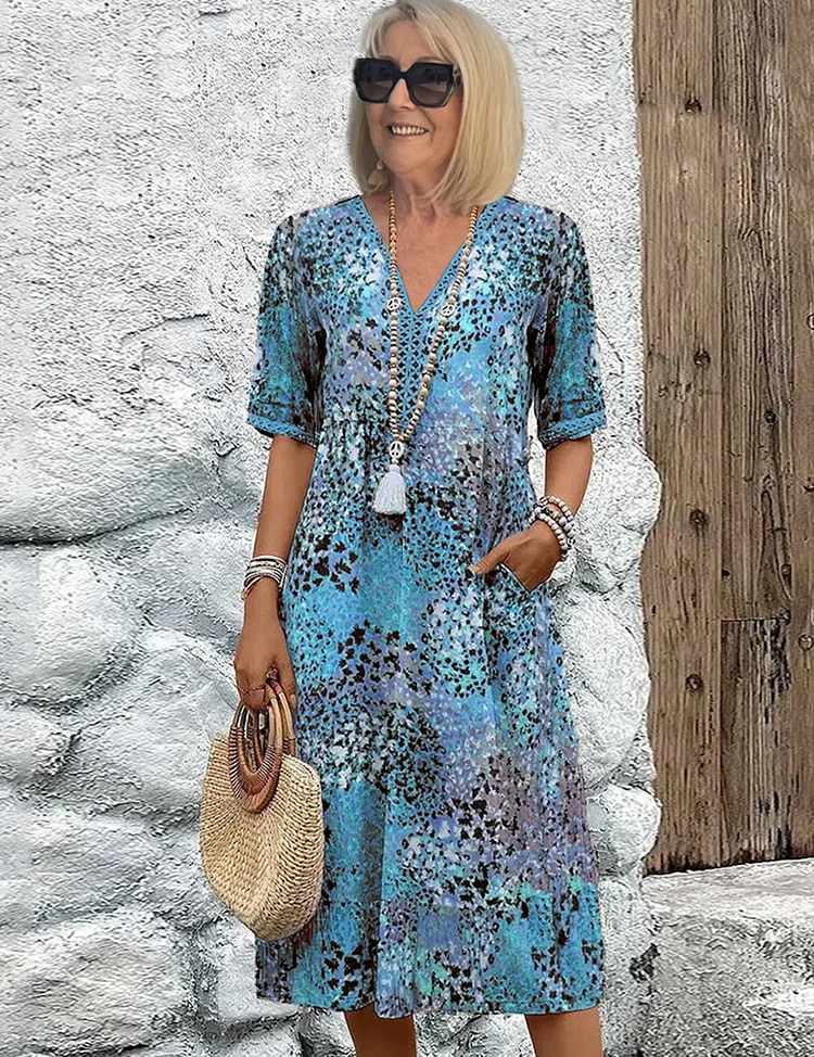 Élise Laurent | Floral Grace Midi Dress with Soft Sculpting Elegance For Women