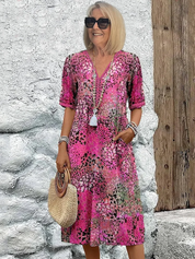 Élise Laurent | Floral Grace Midi Dress with Soft Sculpting Elegance For Women