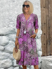 Élise Laurent | Floral Grace Midi Dress with Soft Sculpting Elegance For Women