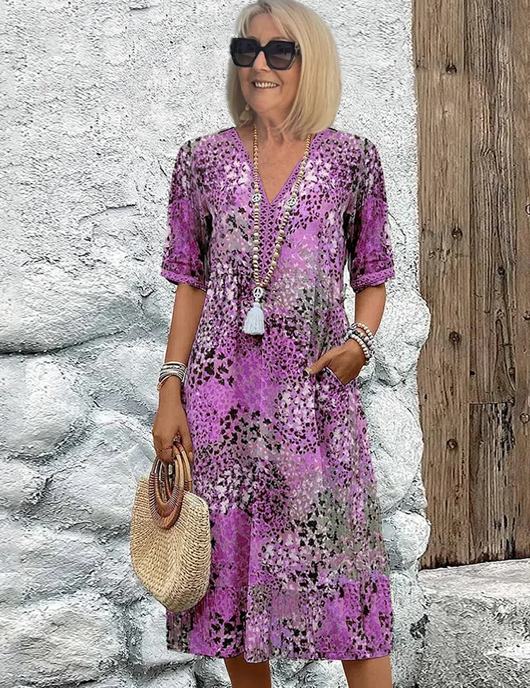 Élise Laurent | Floral Grace Midi Dress with Soft Sculpting Elegance For Women