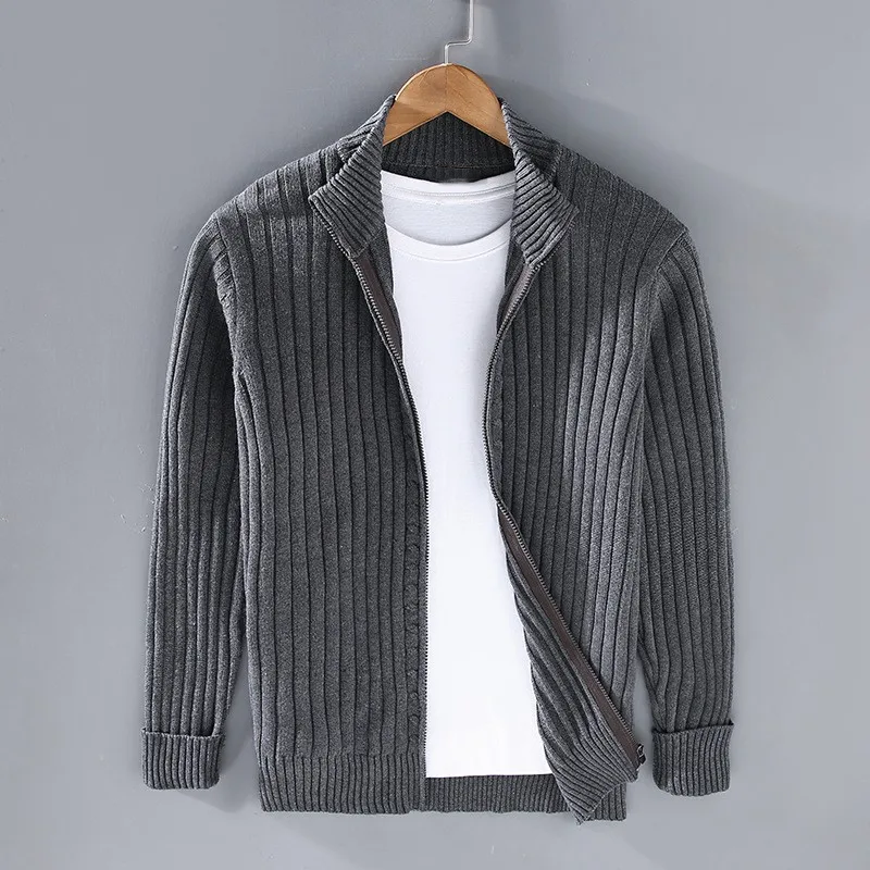 Adrian Moreau | Ribbed Zip Knit Cardigan For Men