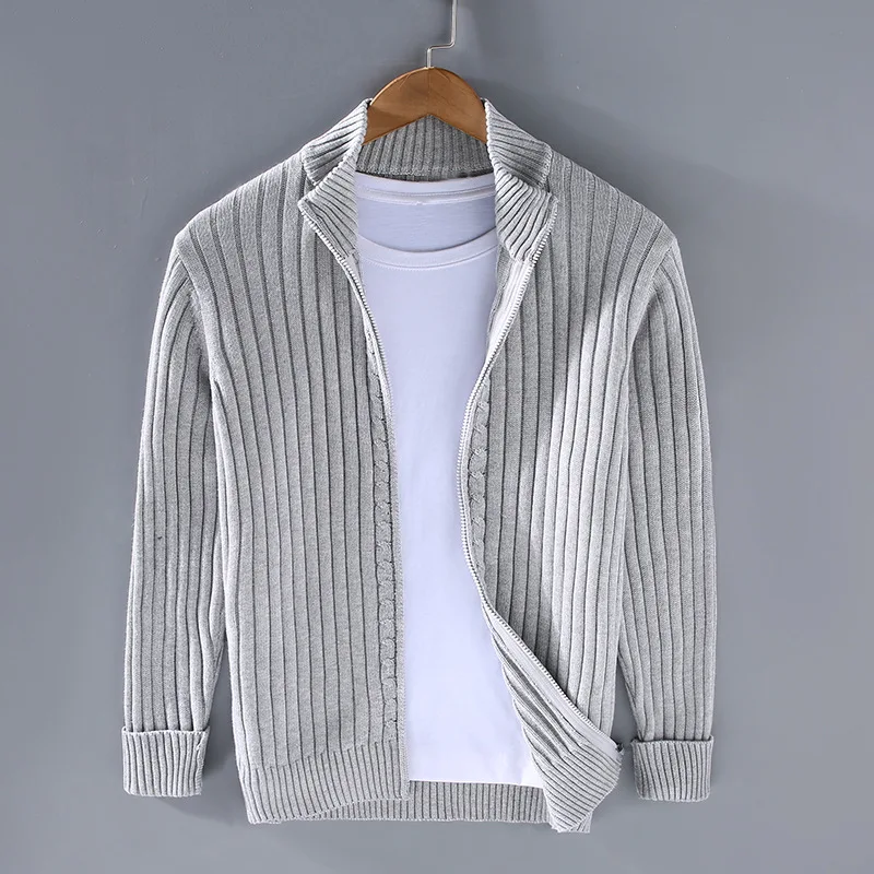 Adrian Moreau | Ribbed Zip Knit Cardigan For Men