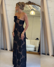 Elise Cromwell | Velvet Rose Maxi Evening Dress For Women