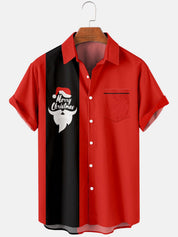Fireside Glow | Red Santa Claus Print Christmas Shirt For Men