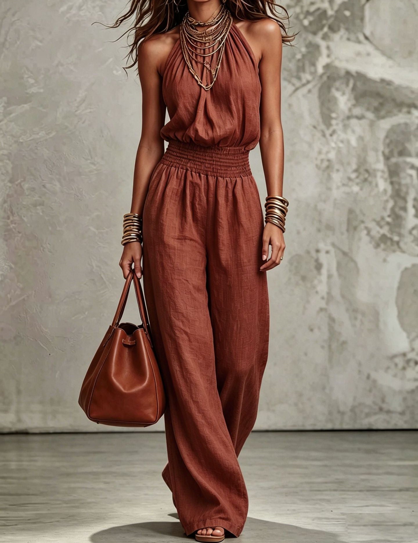 Sienna Murphy | Halter Wide-Leg Jumpsuit For Women