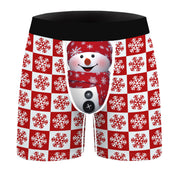 North Star | Red Snowman Print Christmas Boxer Shorts For Men