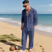 Valerio Gilgate | Linen-Look Shirt And Trousers Set For Men