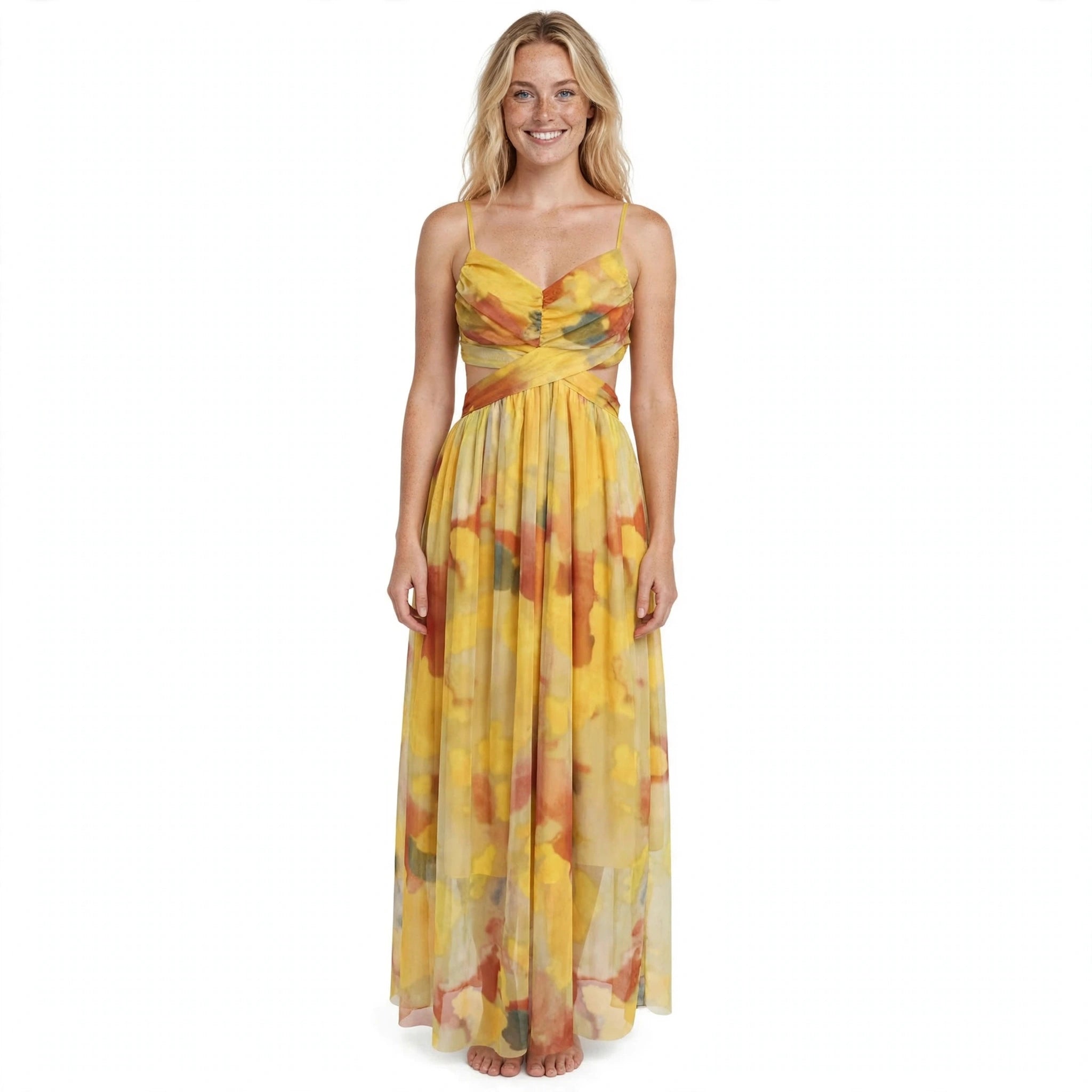 Benedetta Linshaw | Watercolour Floral Mesh Maxi Dress For Women