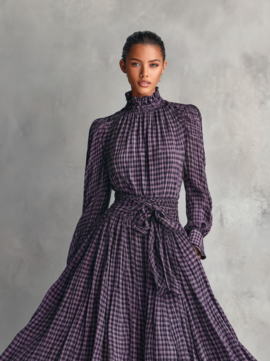 Eloise Sheffield | Plaid Blouse And Skirt Set For Women