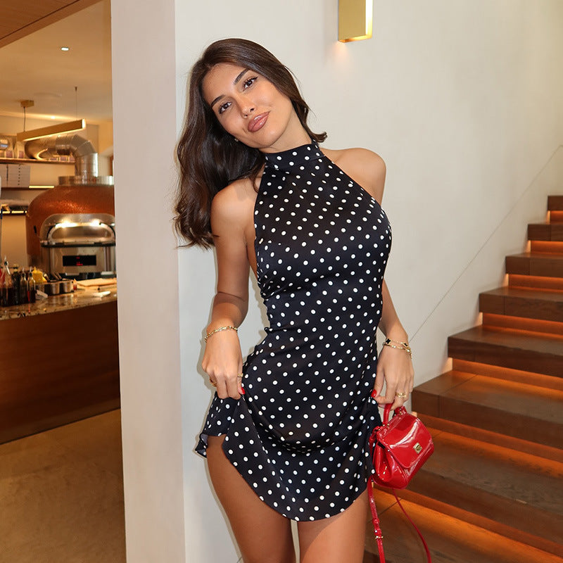 Freya Bennett | Polka Dot Halter Mini Dress For Women