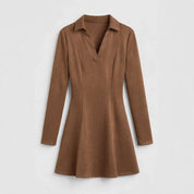 Araminta Malmore | Brown Collared Fit And Flare Mini Dress For Women