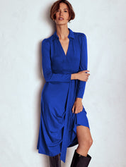 Fion Fairford | Army Green Belted Wrap Midi Dress For Women