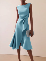 Piera Normore | Asymmetric Ruffle Midi Dress For Women