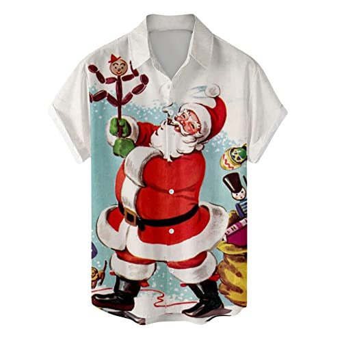Fireside Glow | Red Santa Claus Print Christmas Shirt For Men