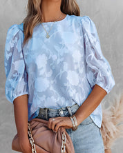 Amelie Rousseau | Floral Puff Sleeve Blouse For Women