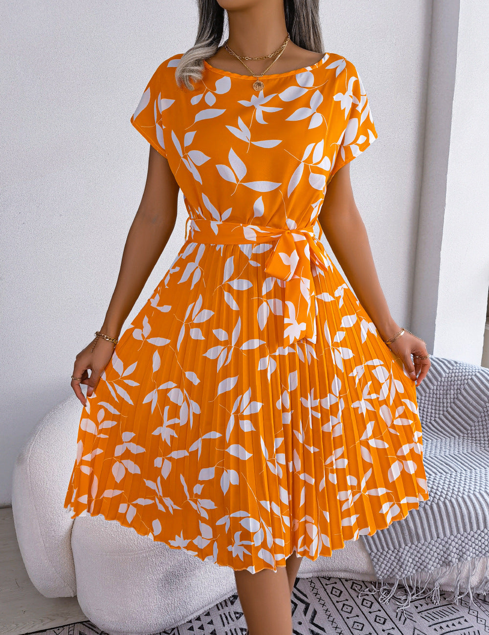 Ella Cooper | Leaf Print Summer Dress For Women
