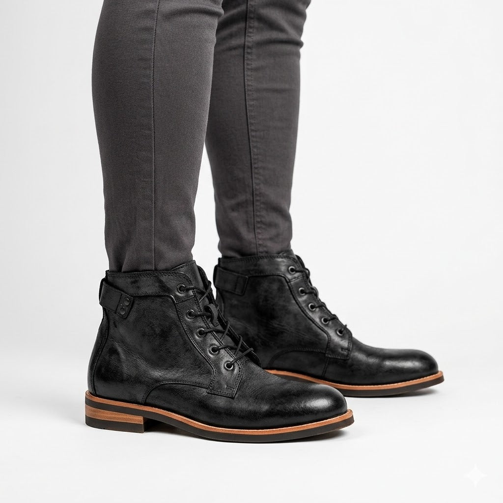 Leonardo Moretti | Vintage Leather Lace-Up Boots For Men