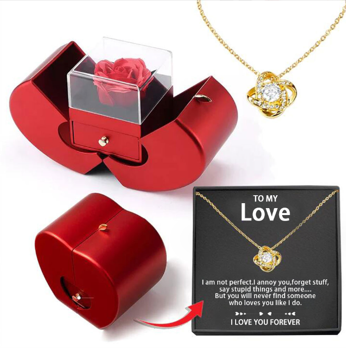Matilda Cross | Preserved Rose Jewellery Box With Necklace For Women