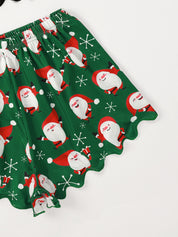 Winter Berry | Black Cami Green Santa Christmas Pyjamas For Women