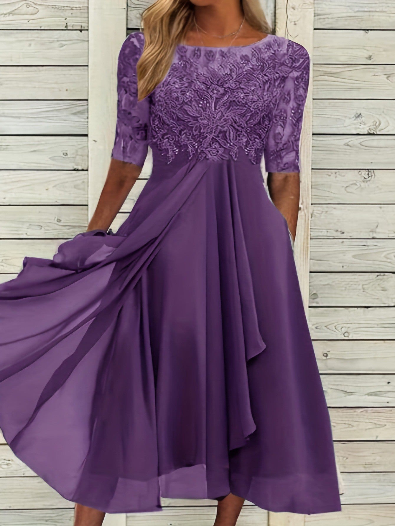 Isotta Penley | Lace Bodice Cascade Ruffle Midi Dress For Women