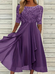 Isotta Penley | Lace Bodice Cascade Ruffle Midi Dress For Women
