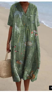 Bice Tidmore | Floral Print V-Neck Midi Dress For Women