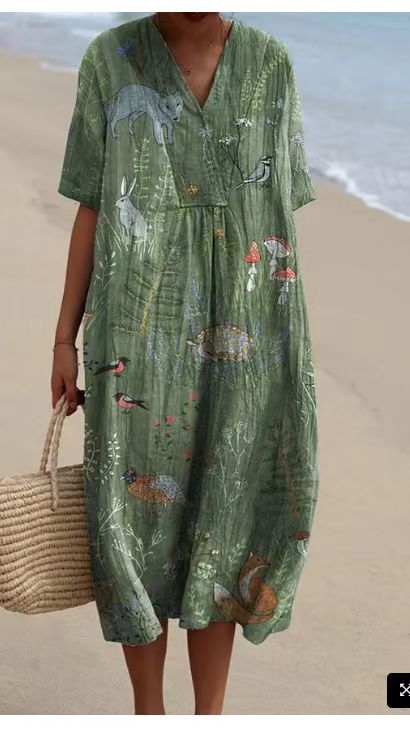 Bice Tidmore | Floral Print V-Neck Midi Dress For Women