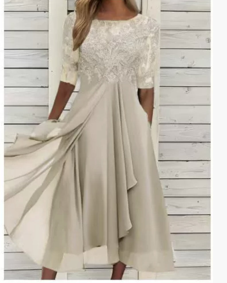 Isotta Penley | Lace Bodice Cascade Ruffle Midi Dress For Women