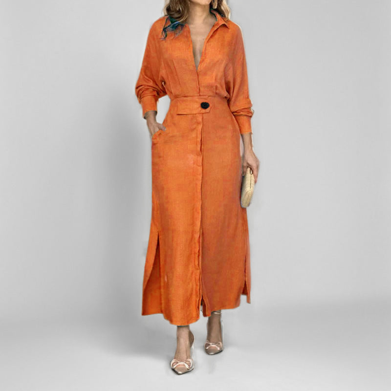 Mia Williams | Tied Waist Shirt Maxi Dress For Women