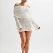 Isla Kelly | Off-Shoulder Knit Mini Dress For Women