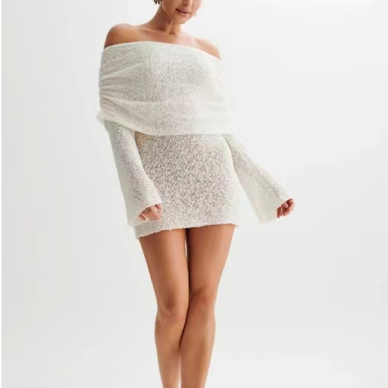 Isla Kelly | Off-Shoulder Knit Mini Dress For Women
