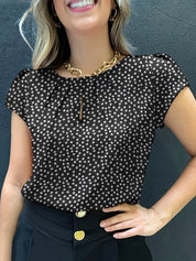 Ophelia Lockhart | Polka Dot Blouse With Keyhole Detail For Women