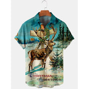 Fireside Glow | Red Santa Claus Print Christmas Shirt For Men