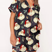 Tinsel Town | Black Candy Cane Print Christmas Pyjamas For Women