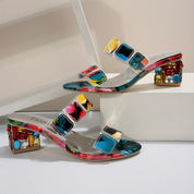 Ivy Sheridan | Rhinestone Block Heel Sandals For Women