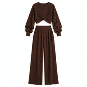 Elise Thackeray | Knitted Crop Top And Wide-Leg Pants Set For Women