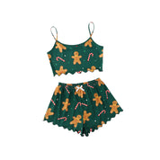 Snow Angel | Black Santa Baby Print Christmas Pyjamas For Women