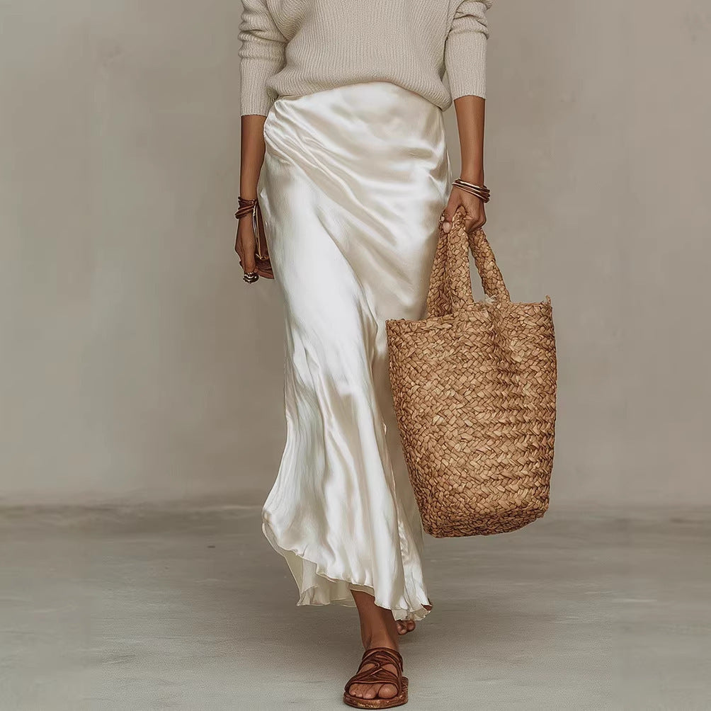 Harper Collins | Satin Maxi Skirt & Knit Sweater Set For Women