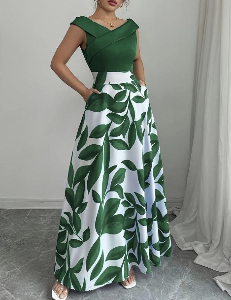 Eloise Harrington | Printed V-Neck Maxi Dress For Women