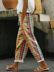 Clara Whitlock | Checkered Linen Trousers For Women