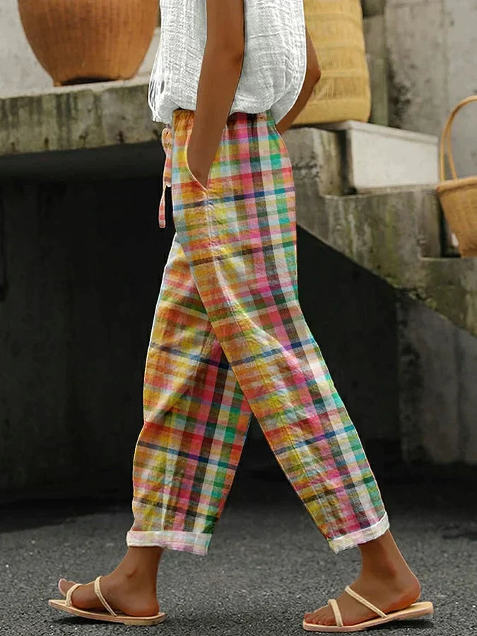 Clara Whitlock | Checkered Linen Trousers For Women