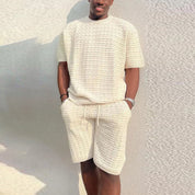 Blake Sutton | Textured Knit Shirt & Shorts Set For Men