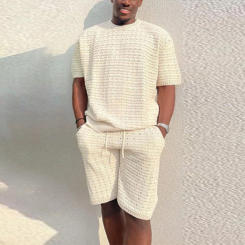 Blake Sutton | Textured Knit Shirt & Shorts Set For Men