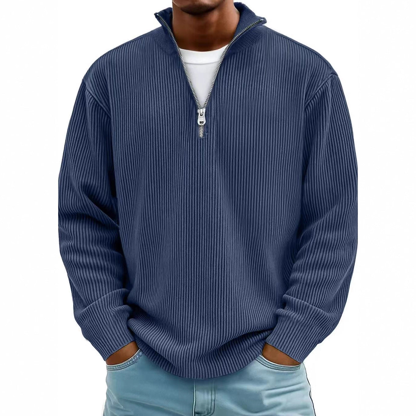 Liam Robertson | Ribbed Corduroy Quarter-Zip Sweatshirt For Men