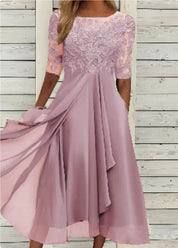 Isotta Penley | Lace Bodice Cascade Ruffle Midi Dress For Women