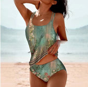 Grazia Rivham | Printed High Waist Tankini Set For Women